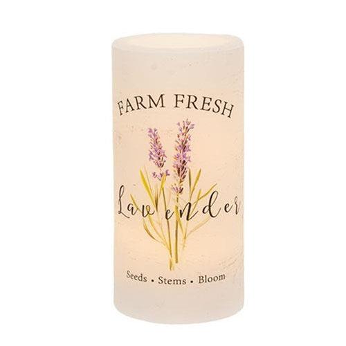 Farm Fresh Lavender LED Pillar 3x6 - The Fox Decor