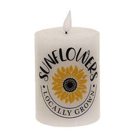 Locally Grown Sunflowers LED Pillar Candle 3x4 - The Fox Decor