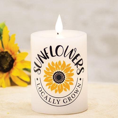 Locally Grown Sunflowers LED Pillar Candle 3x4 - The Fox Decor
