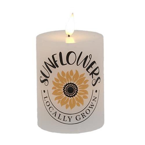 Locally Grown Sunflowers LED Pillar Candle 3x4 - The Fox Decor