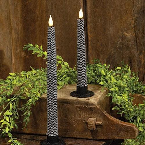 Black & White Chevron LED Taper 75H - The Fox Decor