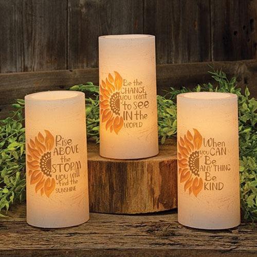 Sunflower LED PIllar 3x6 3 Asstd - The Fox Decor