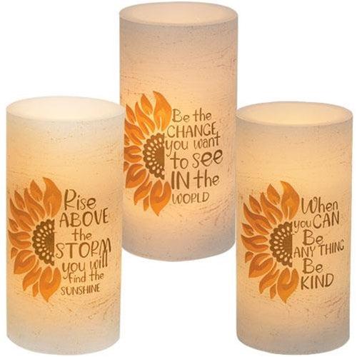 Sunflower LED PIllar 3x6 3 Asstd - The Fox Decor