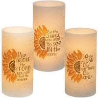 Sunflower LED PIllar 3x6 3 Asstd - The Fox Decor