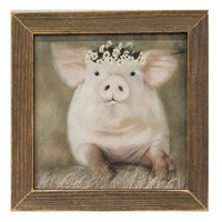 Thumbnail for Painted Piggy Print Brown Stain Frame - The Fox Decor