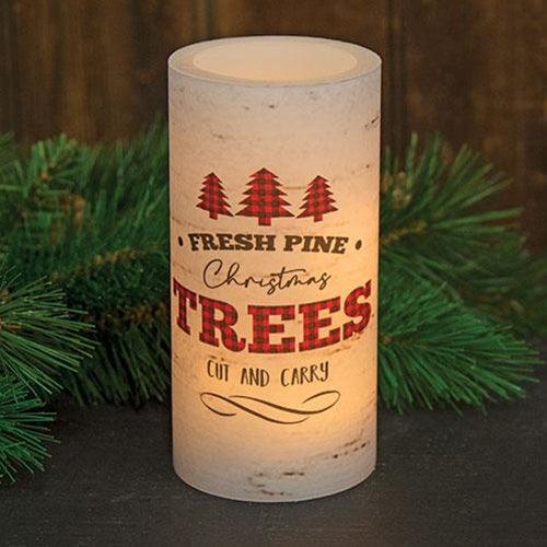 Fresh Pine Christmas Trees Timer Pillar - The Fox Decor