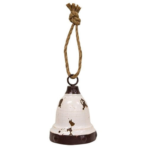 Distressed White Bell Ornament - The Fox Decor