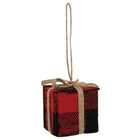 Red & Black Buffalo Plaid Gift Box Ornament Small - The Fox Decor