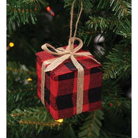 Red & Black Buffalo Plaid Gift Box Ornament Large - The Fox Decor