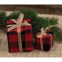 Red & Black Buffalo Plaid Gift Box Ornament Large - The Fox Decor