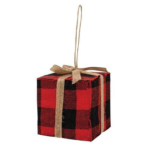 Red & Black Buffalo Plaid Gift Box Ornament Large - The Fox Decor
