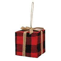 Red & Black Buffalo Plaid Gift Box Ornament Large - The Fox Decor