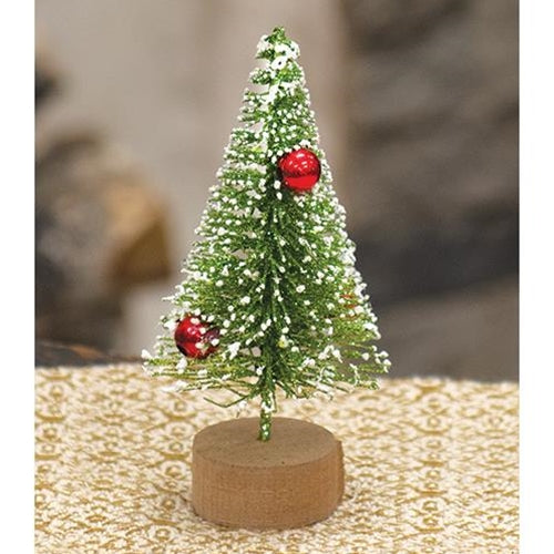 Snowy Vintage Bottlebrush Tree 5" - The Fox Decor