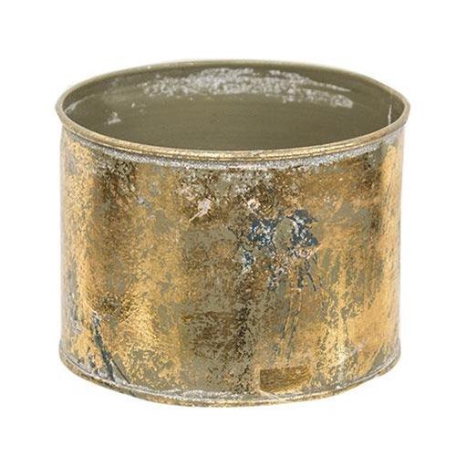 Distressed Gold Round Bucket - The Fox Decor