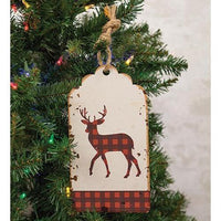 Distressed Metal Buffalo Check Deer Hanging Tag - The Fox Decor