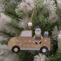 Nordic Wooden Santa w Truck Ornament - The Fox Decor