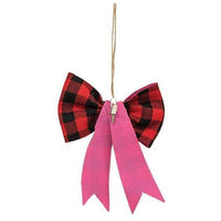 Red & Black Buffalo Check Bow Clip Ornament - The Fox Decor