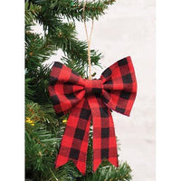 Red & Black Buffalo Check Bow Clip Ornament - The Fox Decor