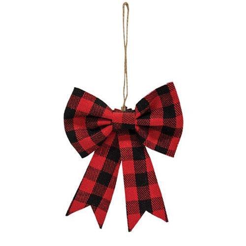 Red & Black Buffalo Check Bow Clip Ornament - The Fox Decor