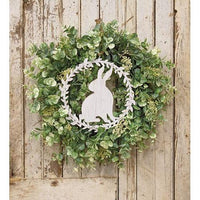 Shabby Chic Metal Hanging Bunny in Wreath - The Fox Decor