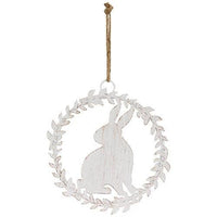 Shabby Chic Metal Hanging Bunny in Wreath - The Fox Decor