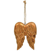 Carved Distressed Gold Wood Angel Wings Ornament - The Fox Decor