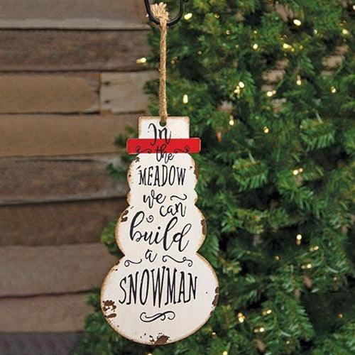 Distressed Metal In the Meadow Snowman Hanger - The Fox Decor