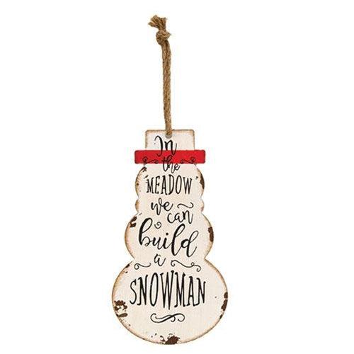 Distressed Metal In the Meadow Snowman Hanger - The Fox Decor