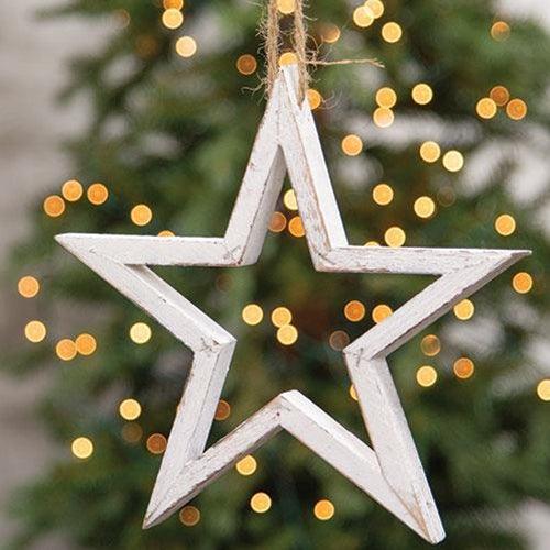 Distressed White Wooden Frame Hanging Star 10 - The Fox Decor