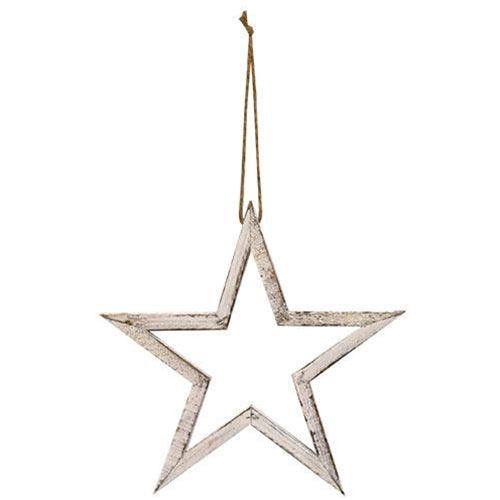 Distressed White Wooden Frame Hanging Star 10 - The Fox Decor