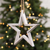 Distressed White Wooden Frame Hanging Star 8 - The Fox Decor