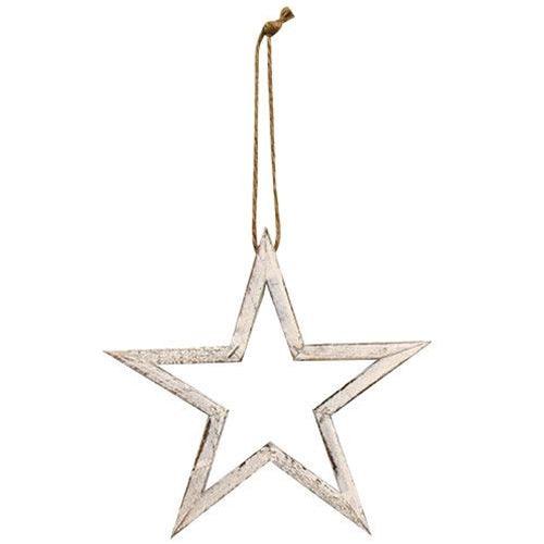 Distressed White Wooden Frame Hanging Star 8 - The Fox Decor