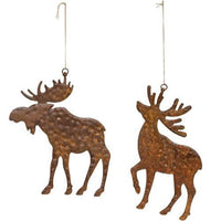 Rusty Reindeer or Moose Ornament 5 2 Asstd - The Fox Decor