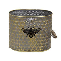 2 Set Metal Oval Honeycomb Bee Buckets w Handles - The Fox Decor