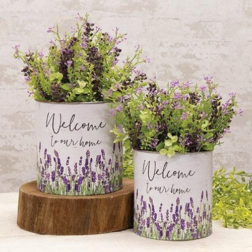 2 Set Welcome to Our Home Lavender Buckets - The Fox Decor