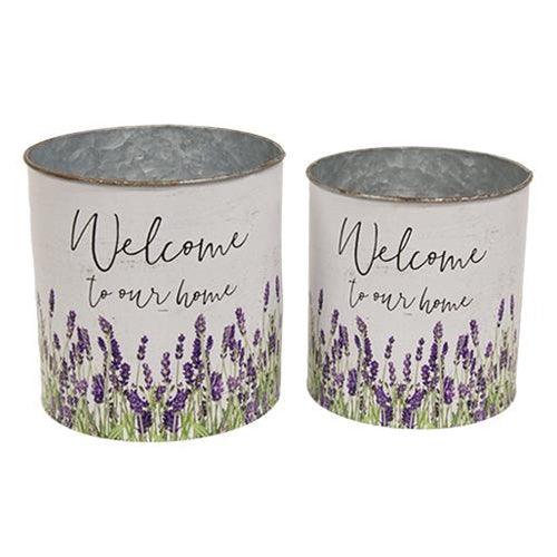 2 Set Welcome to Our Home Lavender Buckets - The Fox Decor