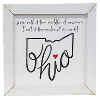 Center of My World Ohio Print 12 Sq White Frame - The Fox Decor