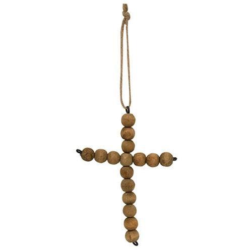 Natural Bead Hanging Cross - The Fox Decor