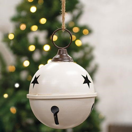 Distressed Cream Metal Jingle Bell 7x95 - The Fox Decor