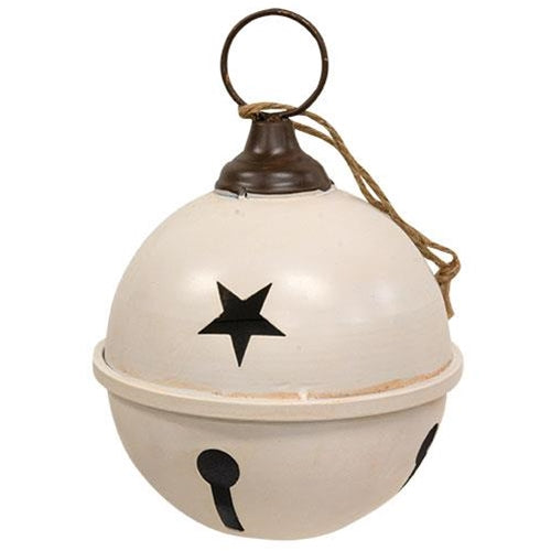 Distressed Cream Metal Jingle Bell 7x95 - The Fox Decor