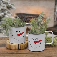 Smiling Snowman Metal Mug - The Fox Decor