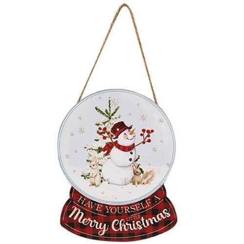 Snowman & Bunnies Wooden Snow Globe Ornament - The Fox Decor