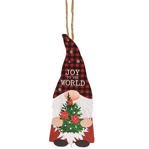 Joy to the World Gnome With Tree Wooden Ornament - The Fox Decor