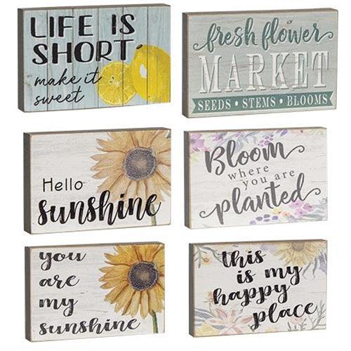 Spring Wood Sayings Block 275 x 425 Assorted - The Fox Decor
