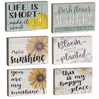 Spring Wood Sayings Block 275 x 425 Assorted - The Fox Decor
