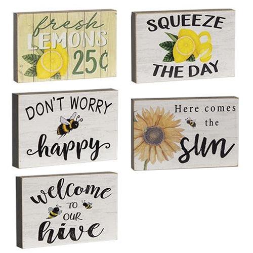 Spring Wood Sayings Block 275 x 425 Assorted - The Fox Decor