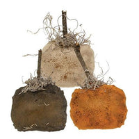 3 Set Stuffed Mossy Mini Pumpkins - The Fox Decor