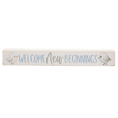 Welcome New Beginnings Painted Wood Block 12 - The Fox Decor