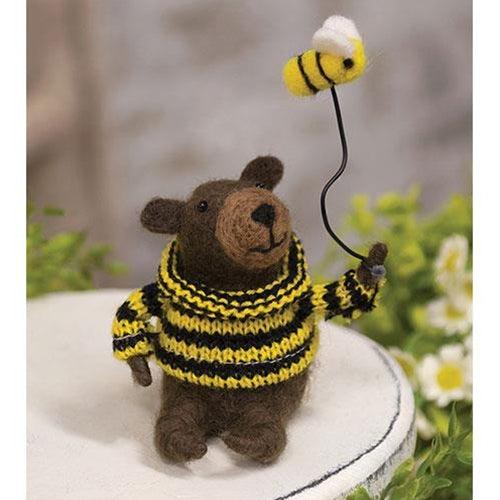 Buzzing Bear Felted Ornament - The Fox Decor