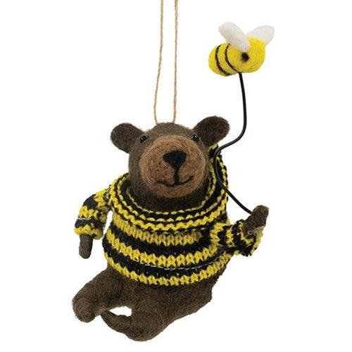 Buzzing Bear Felted Ornament - The Fox Decor